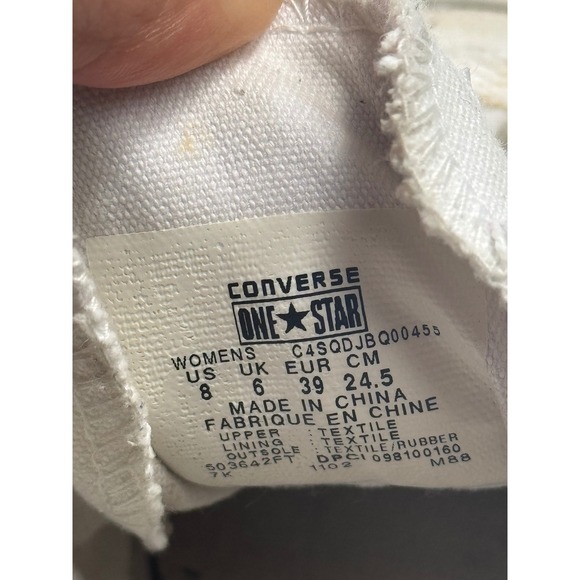 Converse One Star Low Top Sneakers White Canvas Lace Up Womens Size 8‎ Casual - Picture 6 of 7